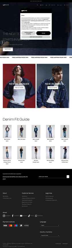 Screenshot www.gasjeans.com