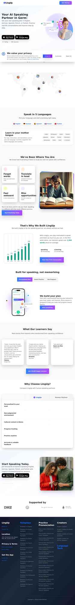 Снимак екрана lingup.ai