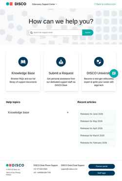 Snímka obrazovky support.csdisco.com