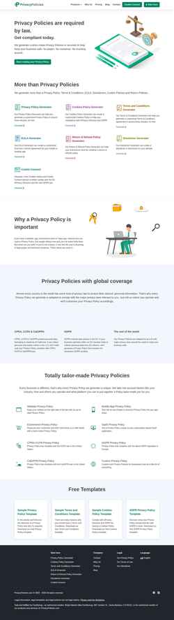 Captura de pantalla www.privacypolicies.com
