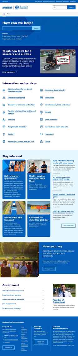 Captura de pantalla www.qld.gov.au