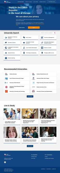 Captura de pantalla www.czechuniversities.com