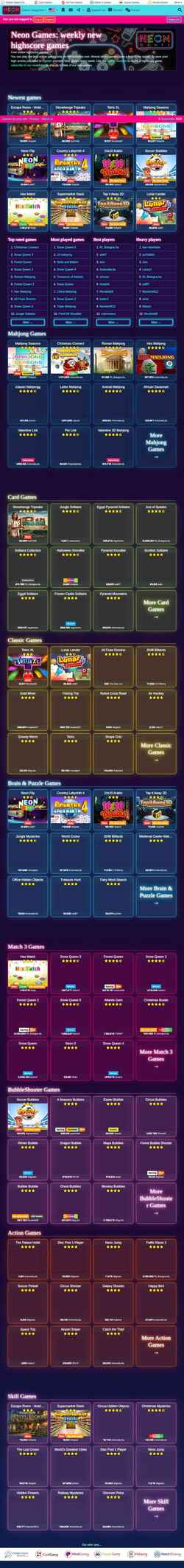 Zrzut ekranu www.neongames.com