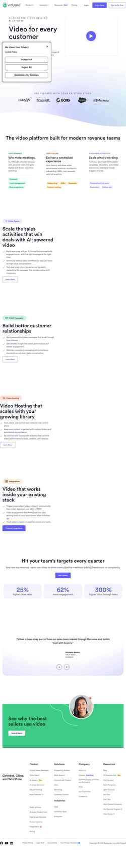 Screenshot www.vidyard.com