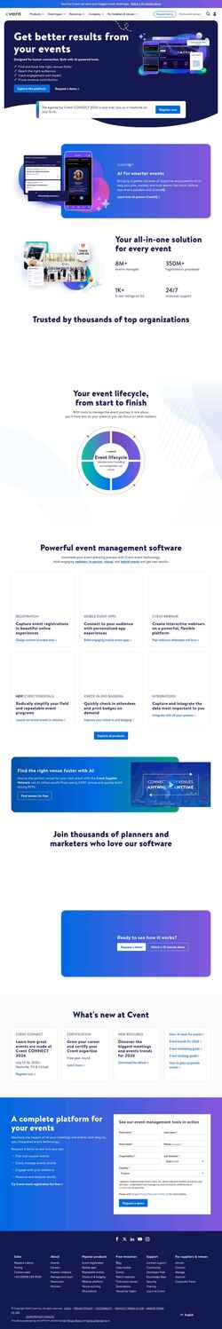 Képernyőkép www.cvent.com