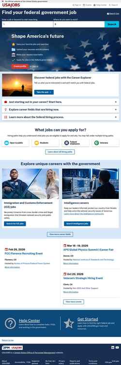 Captura de pantalla www.usajobs.gov