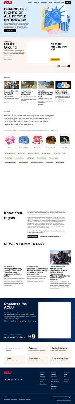 截屏 www.aclu.org