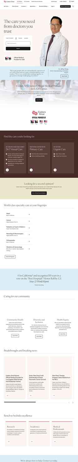Снимак екрана www.cedars-sinai.org