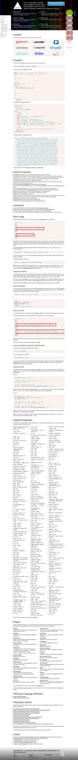 Screenshot prismjs.com