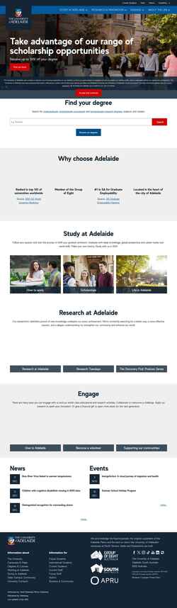 Captura de pantalla www.adelaide.edu.au