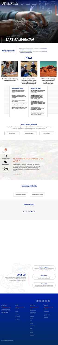 Screenshot www.ufl.edu