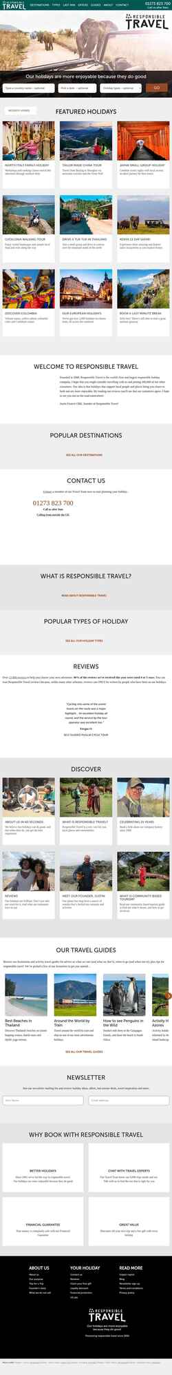 Снимак екрана www.responsibletravel.com