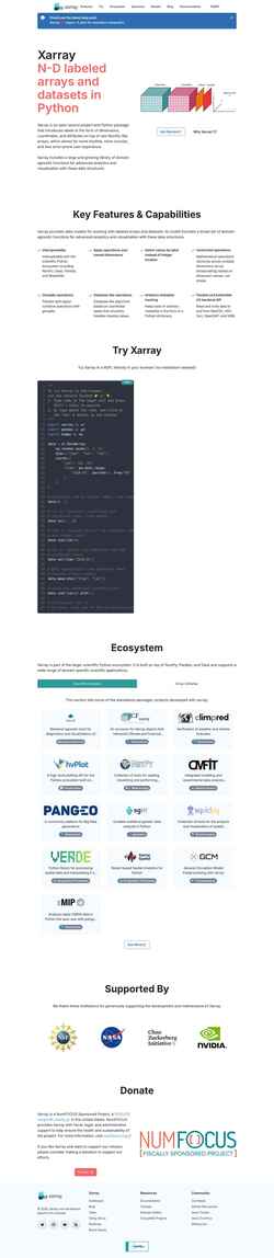 Screenshot xarray.dev