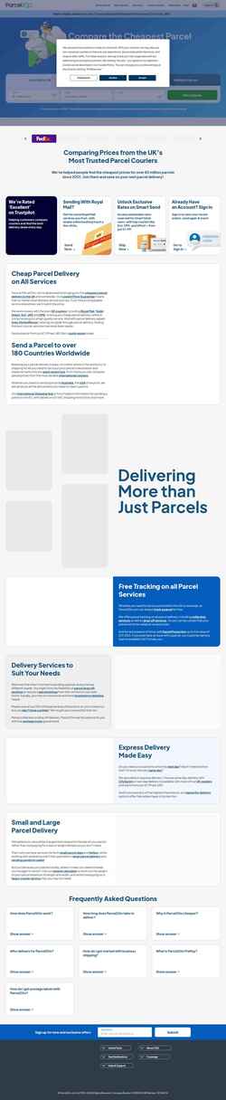 Captura de tela www.parcel2go.com