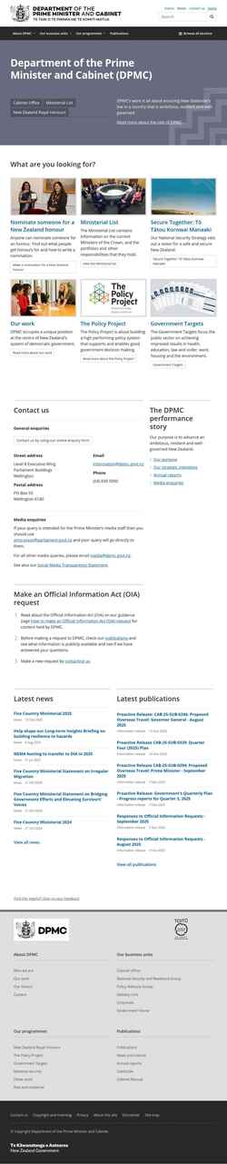 Captura de pantalla www.dpmc.govt.nz