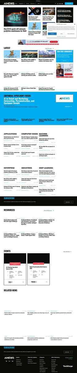 Screenshot www.artificialintelligence-news.com