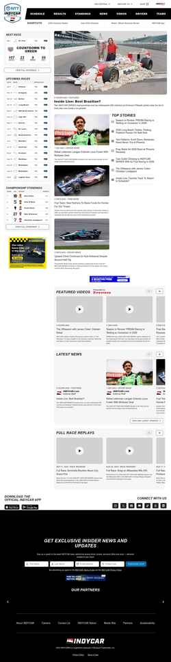 Skärmdump www.indycar.com