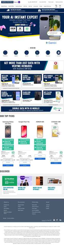 Captura de pantalla www.carphonewarehouse.com