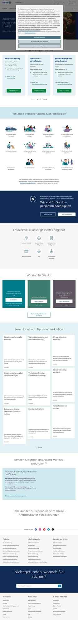 Skjermdump www.allianz.de
