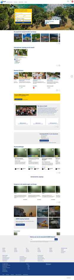 Snímek obrazovky www.anwbcamping.nl