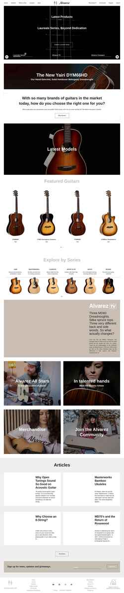 Captură de ecran alvarezguitars.com