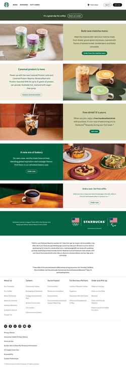 Captura de pantalla www.starbucks.com