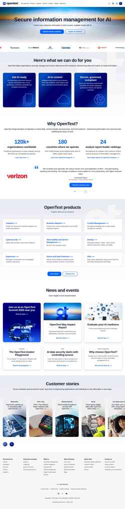 Schermata www.opentext.com