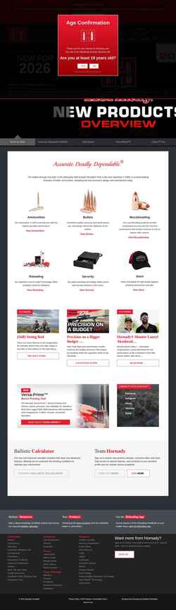Captura de pantalla www.hornady.com