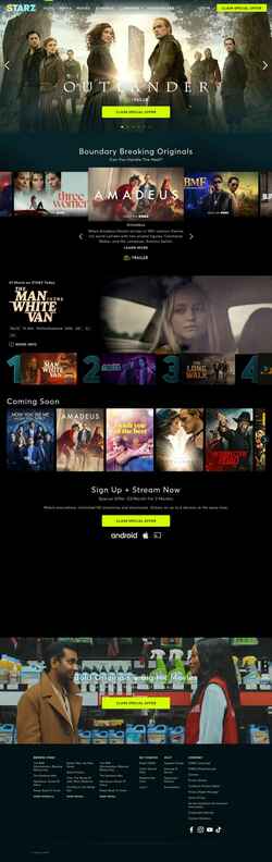 Ekran görüntüsü www.starz.com