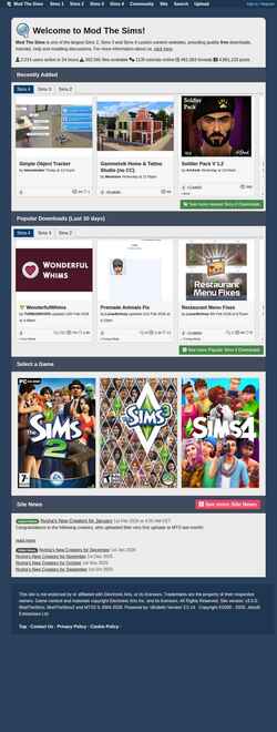 Snímka obrazovky modthesims.info