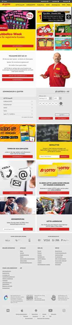 Snímek obrazovky www.lotto-berlin.de