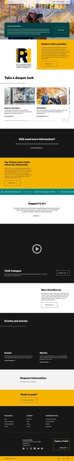 Screenshot www.uidaho.edu