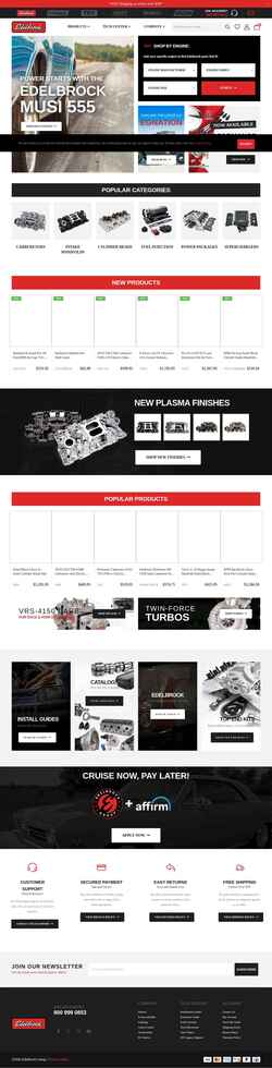 Captură de ecran www.edelbrock.com