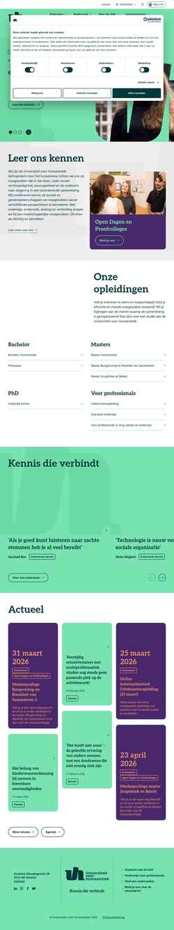 Posnetek zaslona www.uvh.nl