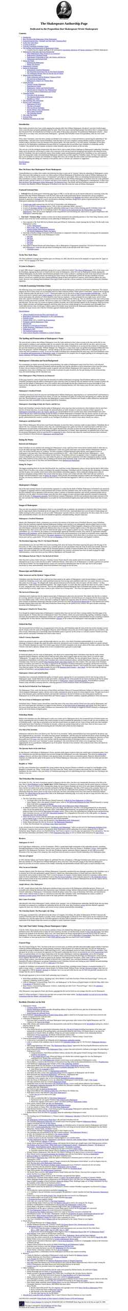 Schermata shakespeareauthorship.com