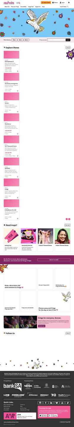 Captură de ecran adelaidefringe.com.au