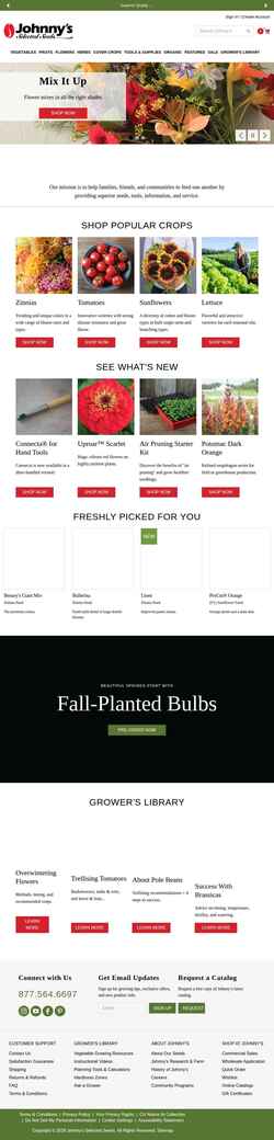 Снимак екрана www.johnnyseeds.com