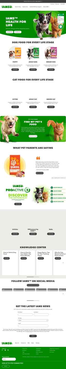 Schermata www.iams.com