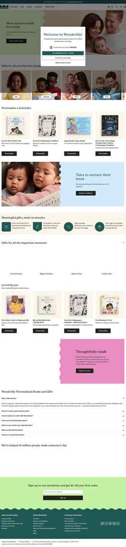 Schermafbeelding www.wonderbly.com