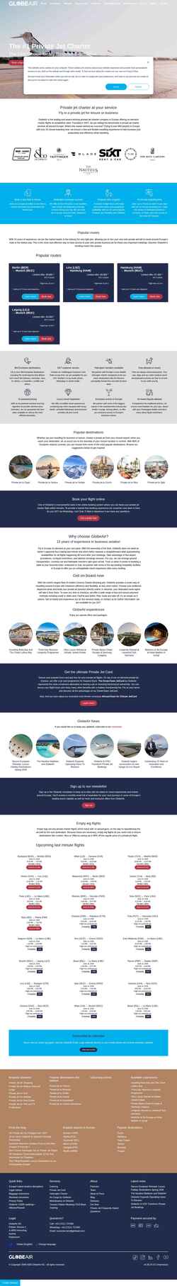 Снимак екрана www.globeair.com