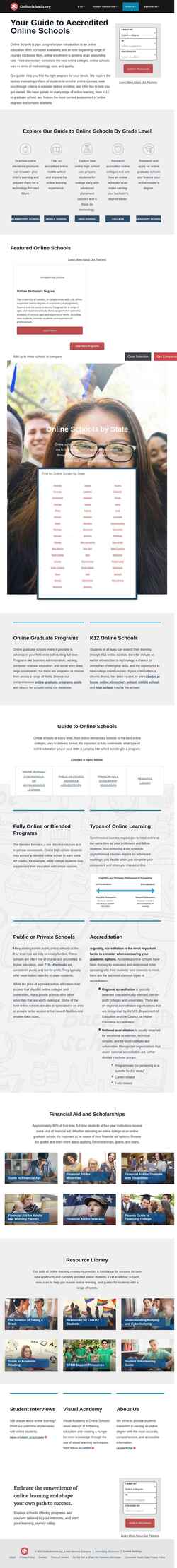 Schermata www.onlineschools.org