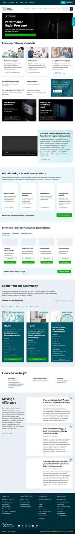 Screenshot www.malvernpanalytical.com