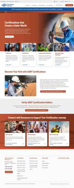 Snímek obrazovky certification.asnt.org