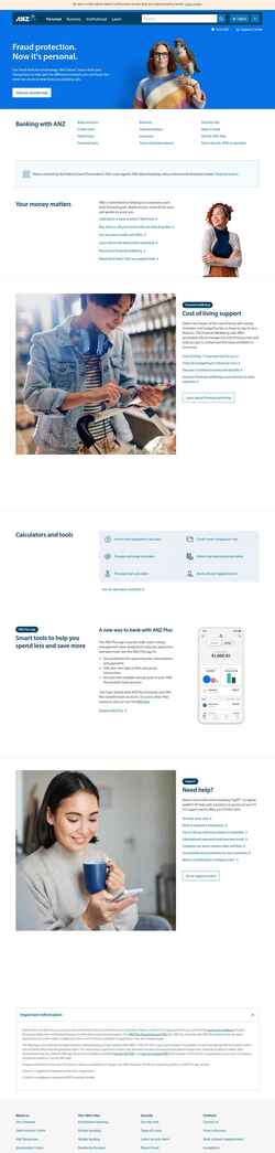 Captura de pantalla www.anz.com.au