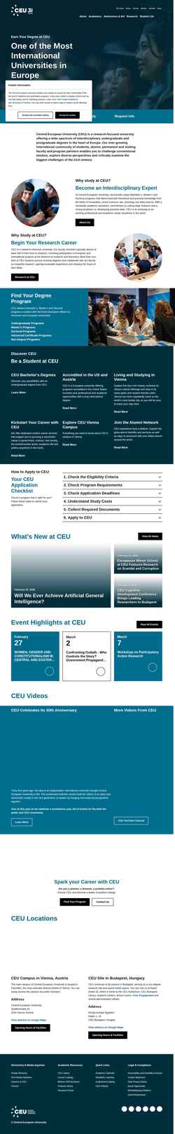Screenshot www.ceu.edu