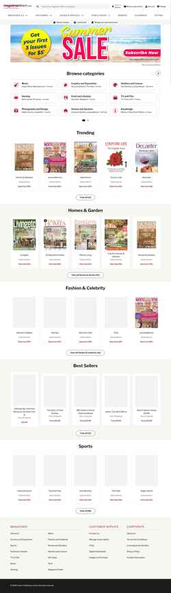 Снимак екрана www.magazinesdirect.com