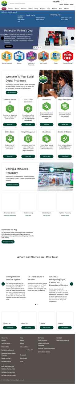 Captură de ecran www.mccabespharmacy.com