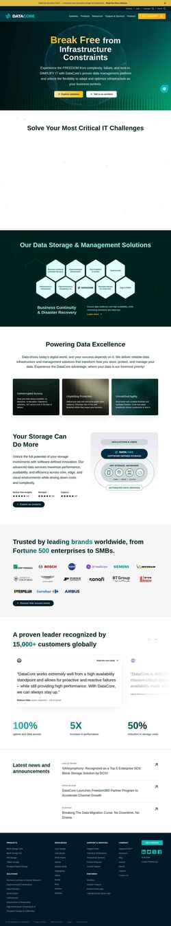 Снимак екрана www.datacore.com