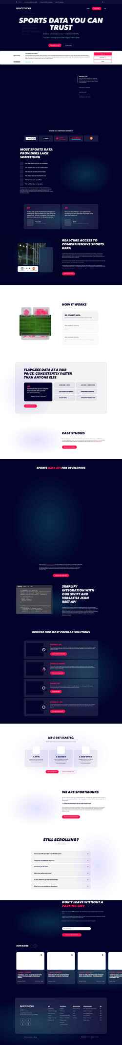 Captura de pantalla www.sportmonks.com