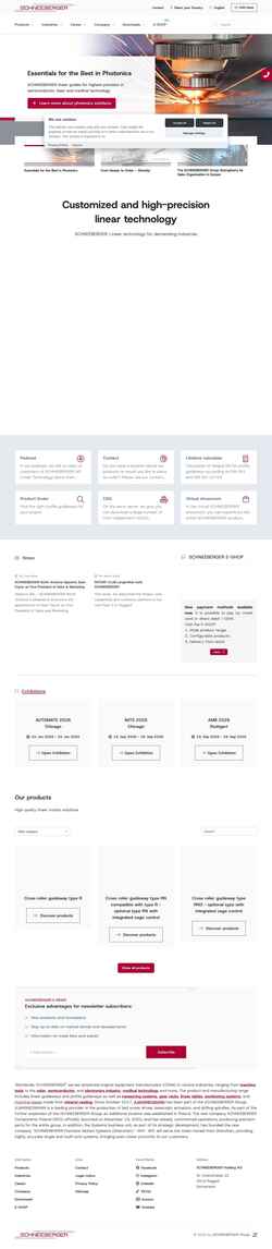 Снимак екрана www.schneeberger.com